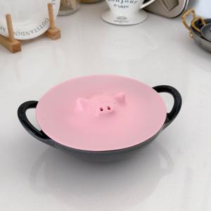 핑크 돼지 냄비 전자레인지 음식 덮개