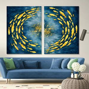 황금 잉어 세트 캔버스 액자 돈들어오는 물고기 거실 풍수 인테리어 그림