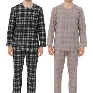 남성 기모 체크 파자마 세트 부드러운 촉감의 포근한 수면잠옷 빅사이즈