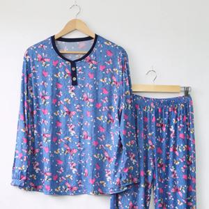 빅사이즈 여성 파자마 피치기모 상하세트 여성용 홈웨어 이지웨어 밑단 시보리 주머니