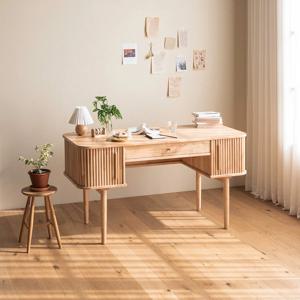 [리퍼] 헤세 내추럴 원목 수납 컴퓨터 책상 1400