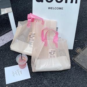 체크큐티 쇼핑백 50장 명절 답례품 비닐 포장 선물용 봉투 옷가게집기  선물  단체