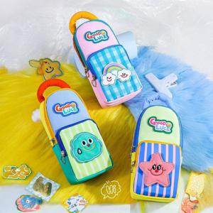 레인보우 세로형 파우치 기분전환 대용량 다용도 멀티 필통 (3colors)