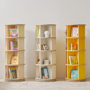 꼬꼬마 원형 4단 회전책장 3Colors 국내제작상품 전면책장 선반장 원형책장 4단책장