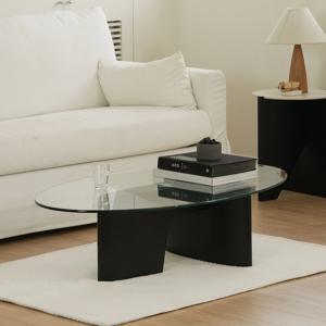 [리퍼] 에트나 CT-02 애쉬 블랙 거실 소파 타원형 테이블 1200