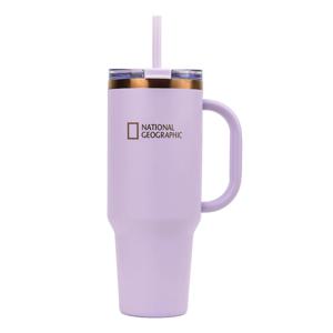 내셔널지오그래픽 더블벤티 골드라인 스텐빨대 텀블러 대용량 1.2L(모브)