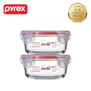 파이렉스 계량 4-Lock 스토리지 원형 380ml 2P