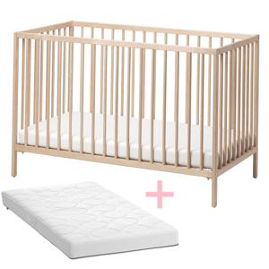 스니글라르+예테트뢰트 원목 아기침대 포켓스프링 매트리스 세트 60x120cm