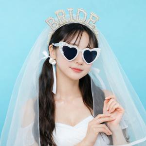 브라이드 베일 세트 브라이덜샤워 파티 신부 머리띠 선글라스