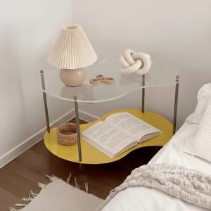 미드센츄리 거실테이블 2단 좌식테이블 스틸+아크릴