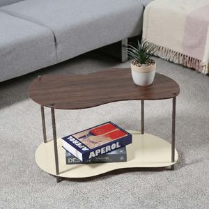 미드센츄리 거실테이블 2단 좌식테이블 스틸+우드