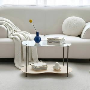 미드센츄리 거실테이블 2단 좌식테이블 아크릴+우드