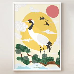 학 그림 두루미 포스터 풍수 십장생 재물 건강 복 인테리어