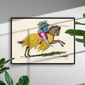 중세 말 일러스트 포스터 승마 아트포스터 말 그림 빈티지 인테리어 그림 승진운 성공운 액자