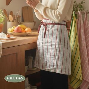 밀라이모 양면 4중 순면 요루거즈 스트라이프 하프 허리 앞치마