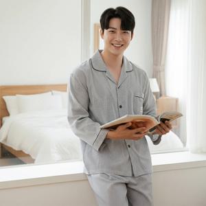 남성 면혼방 스트라이프 홈웨어 잠옷 세트