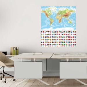 영문 세계지도 벽스티커 국기 학습 교육용 월드맵 인테리어 데코