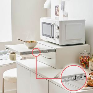 슬라이드 전자레인지 선반 무소음 철제 수납함 렌지대 받침대 2단 서랍 정수기선반