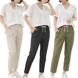 여자 마 밴딩팬츠 9부 여름 출근룩 데일리 기본 슬림핏 바지