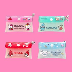 산리오 듀얼 카드 지갑 투명 pvc 파우치 스프링 키링