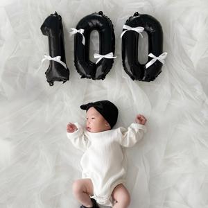 리본 데코 숫자 풍선 세트 미니 100일 200일 아기 셀프촬영 백일 기념일