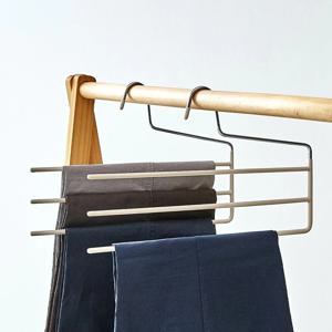 흘러내리지 않는 공간절약 3단 바지걸이옷걸이 2P세트 오트밀