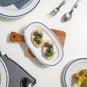 스페인 명품그릇 폴바살 파스타 그릇 예쁜 브런치 플레이트 블루 오벌접시 S (17.5cm)