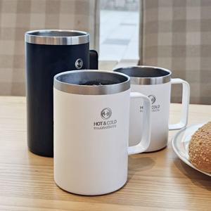 스텐 강력 보온보냉 이중진공 손잡이 머그컵 550ml 3color