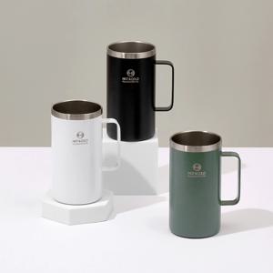 스텐 강력 보온보냉 이중진공 손잡이 머그컵 670ml 3color