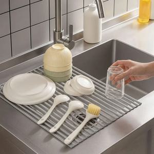 주방 싱크대 실리콘 롤매트 식기 건조대 드라잉 건조 매트 설거지 거치대 싱크롤