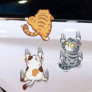 고양이 자동차 차 기스 흠집 스크래치 방지 스티커 3매입 - 차량 차량용 인테리어 꾸미기