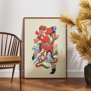 말 그림 동양화 민화 굿즈 십이지신 말 액자 십이간지 12지신 일러스트 포스터 동물 그림