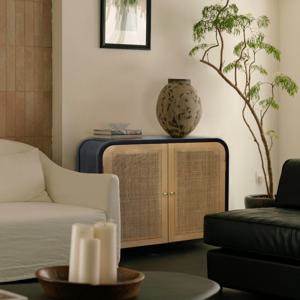 2단 북유럽 모던 디자인 슬림 라탄 수납장 장식장 870