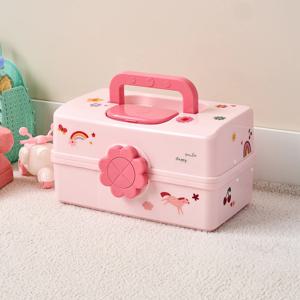 핑크핑크 대용량 정리함 34x19x23cm 스티커세트