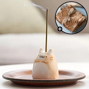 찹쌀냥이 인센스 홀더 고양이 향받침대 자취 집들이 선물 개업 힐링 인테리어