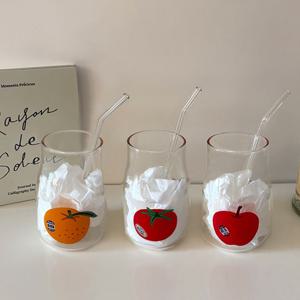 후르츠 과일 아이스컵 유리빨대 세트 카페유리컵