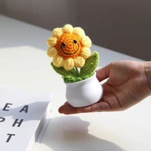 스마일 해바라기 뜨개꽃 미니 화분