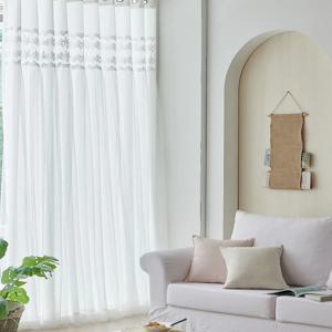 맞춤 제작 이음선없는 이중 쉬폰 레이스 화이트 암막커튼 5종 가로10cm