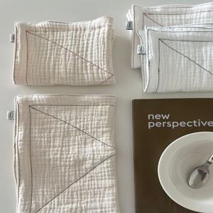 무지 스티치 6중 거즈 행주 키친크로스 바이오워싱 집들이선물 4color