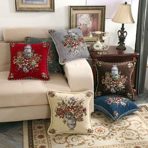 셔닐 꽃 자가드 자수 쇼파쿠션 플라워 북유럽 벨벳 극세사 쿠션커버 45x45