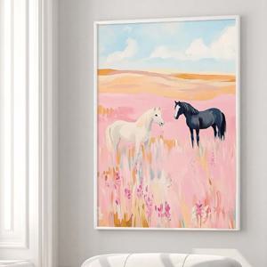 행복의 말그림 풍수 인테리어 액자 아이방 거실 현관 빈티지 포스터 , 행복한 말