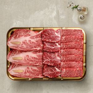 한우 1++등급 채반 선물세트 2호 총 1kg/등심+살치살+안심