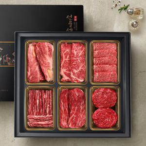 한우 1++등급 구이정육모듬 선물세트 5호 총 2.4kg/(등/채/살치/갈비/국/불)