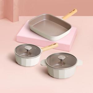 크림 냄비 프라이팬 IH 인덕션 가성비 주방 3종 세트 (편수18+양수20+사각팬28)