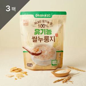 착한상점 국내산 유기농 쌀 100% 유기농쌀 누룽지 500g*3봉