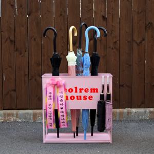 베이직 핑크 매장용 우산꽂이 로고제작 22개 입간판우산꽂이 개업 오픈선물