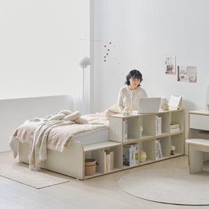 모듈룸 책장형 수납 침대 SS (A형) + 매트리스 선택 국내제작상품 파티션침대 공간분리