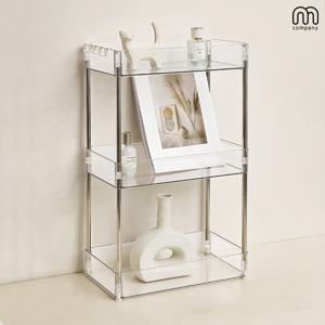 브래너 이동식 아크릴 스탠드 선반 투명 미니 3단 철제 정리선반 다용도 바퀴 수납장 트롤리