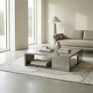 거실테이블 좌식 소파 카페 티 테이블 메탈 실버 철제 스테인리스가구