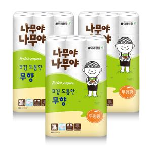 나무야나무야 3겹 도톰한 무향 30M x 30롤 x 3팩